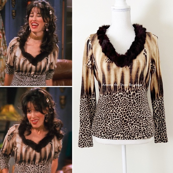 Tops - Super Rare Y2K Vintage Animal Print + Faux Fur Top ASO Janice in Friends
